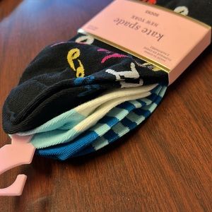 NWT Kate Spade No Show Socks Set Blue White Turquoise Arctic Blue Black Zodiac